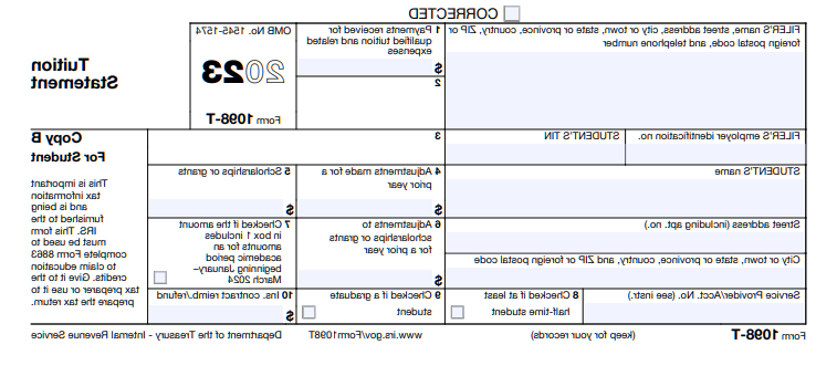 2023 FORM 1098-T FORM图像